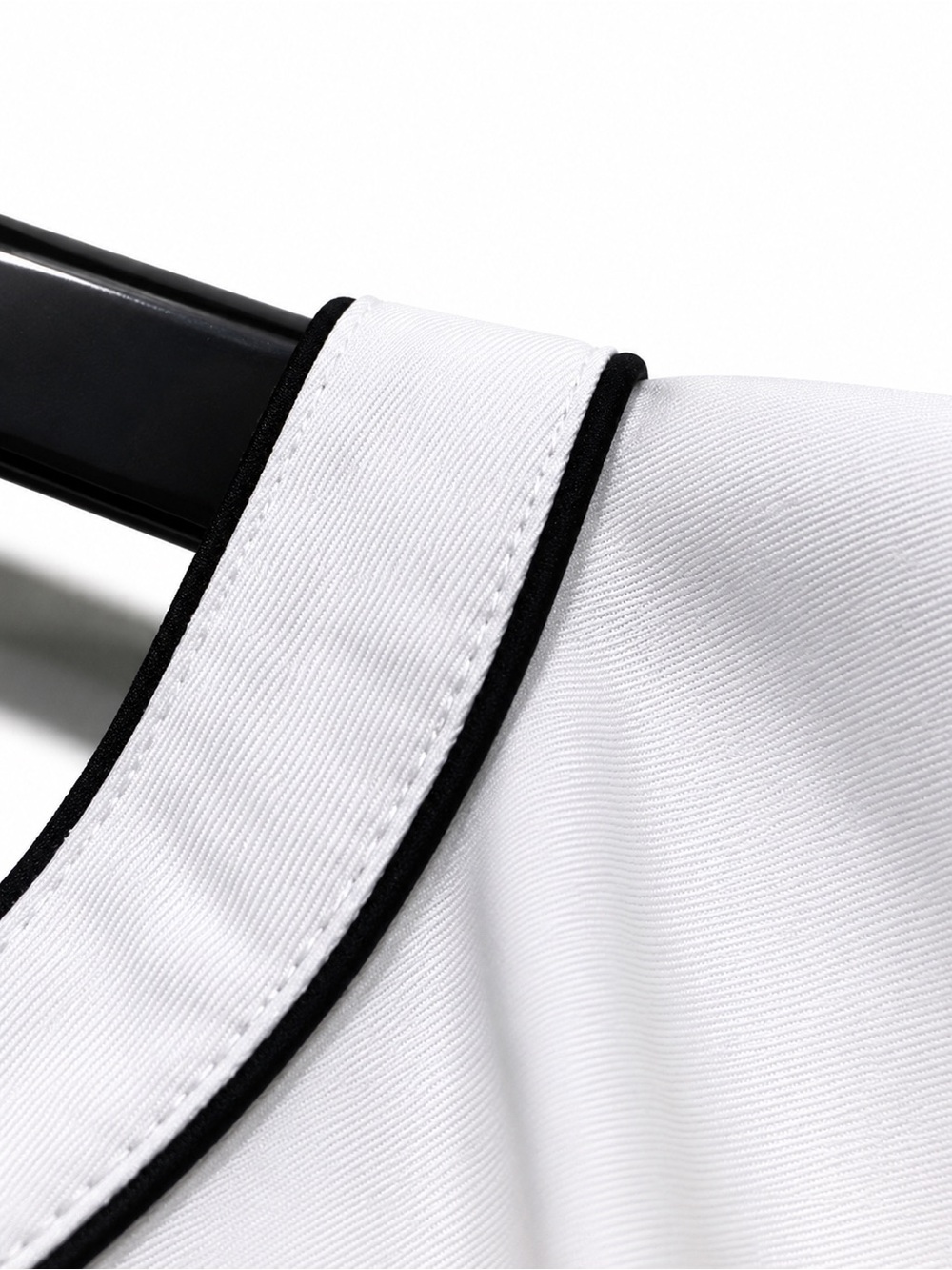 Self-Portrait White Button-Down Ruffle Shirt with Black Trim - Picture 6 of 10